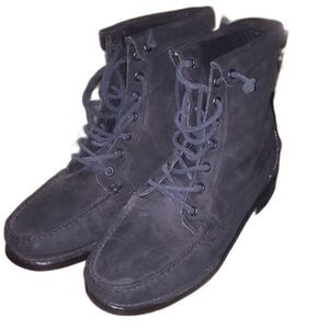 Women's Chukka Lace up Leather Ankle Boot Black Gold Size 9 Preppy Career Work